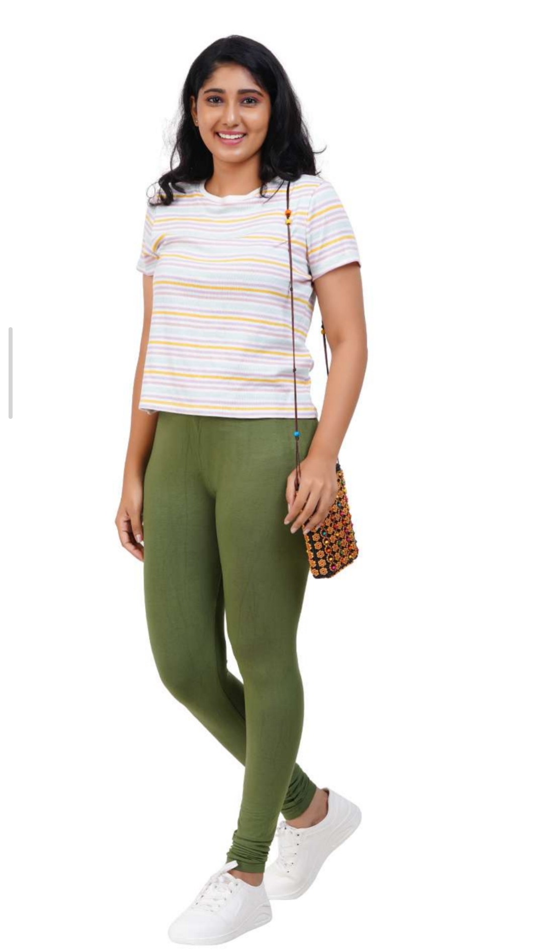 Classic olive green (dark shade) cotton leggings